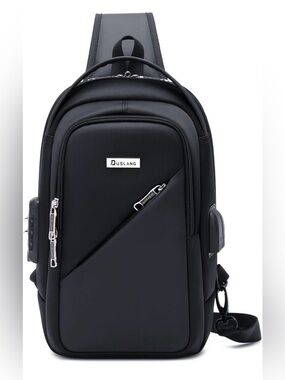 Black Men's Crossbody Sling Bag